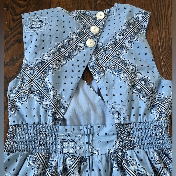 *LIKE NEW* ModCloth Women’s M Blue Paisley Knee Length Fit & Flare Pocket Dress - Picture 12 of 14